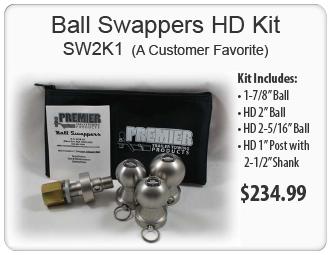Ball Swappers Exchangeable Trailer Towing Balls. Made from Solid Stainless Steel. Designed to Last a Lifetime. HD Kit. SW2K1 (A Customer Favorite) Buy now $234.99